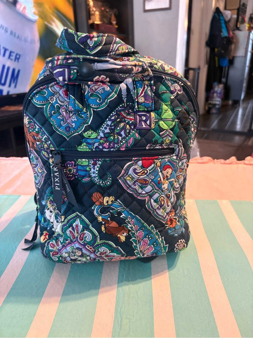 Vera Bradley Teal Paisley Quilted Mini Backpack with Pixar Motifs